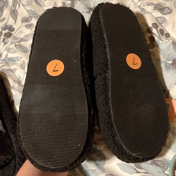 New Juicy Couture Griffin Hard Soled Black Sherpa Sling Slides Slippers Size 6 - Picture 9 of 11